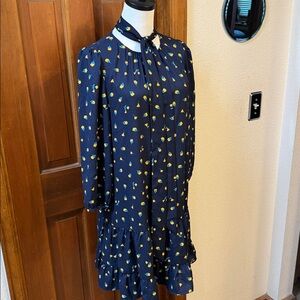 Kate Spade Navy Dress with Yellow Floral Accents Size S